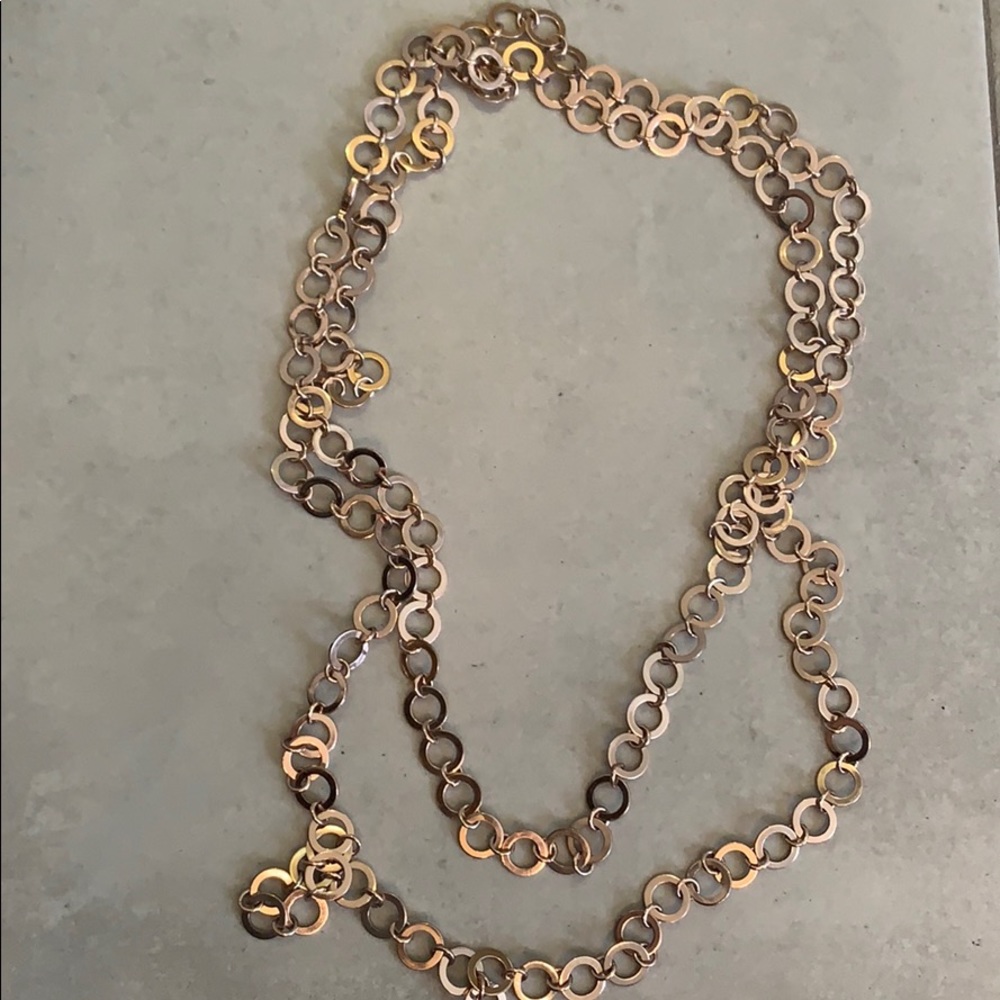 Rose gold long layering necklace